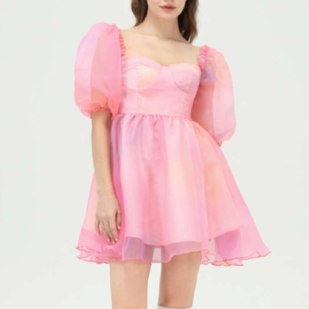 Cider Tulle Pink Mini Dress